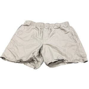 Island Shore Shorts Men Size L Tan Linen Cotton Coastal SMALL BLEMISH